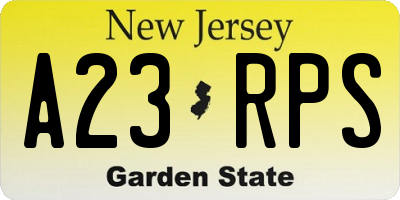 NJ license plate A23RPS