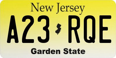 NJ license plate A23RQE