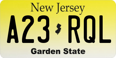 NJ license plate A23RQL
