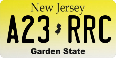 NJ license plate A23RRC