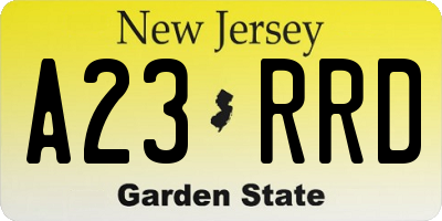 NJ license plate A23RRD