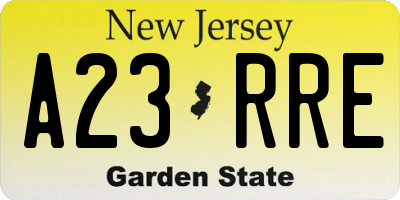 NJ license plate A23RRE