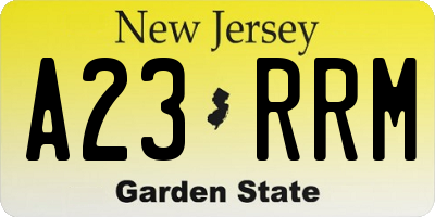 NJ license plate A23RRM