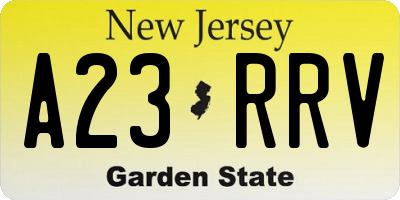 NJ license plate A23RRV