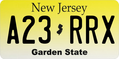 NJ license plate A23RRX