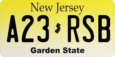 NJ license plate A23RSB