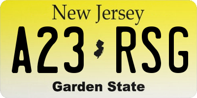 NJ license plate A23RSG