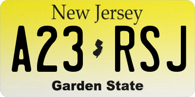 NJ license plate A23RSJ