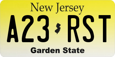 NJ license plate A23RST