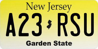 NJ license plate A23RSU