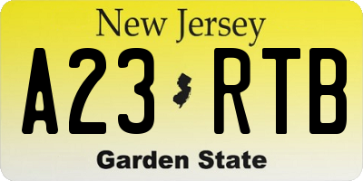 NJ license plate A23RTB