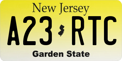 NJ license plate A23RTC