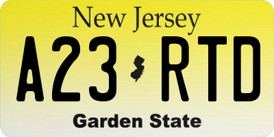 NJ license plate A23RTD
