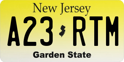 NJ license plate A23RTM