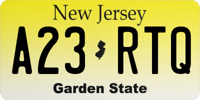 NJ license plate A23RTQ