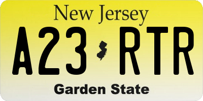 NJ license plate A23RTR