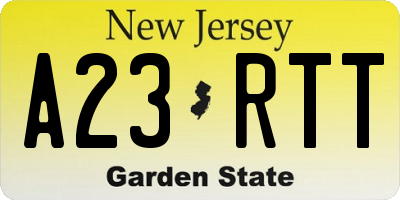 NJ license plate A23RTT