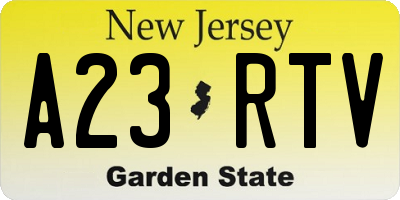 NJ license plate A23RTV
