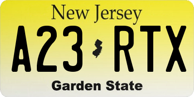 NJ license plate A23RTX
