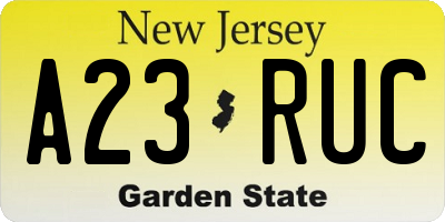 NJ license plate A23RUC