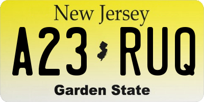 NJ license plate A23RUQ