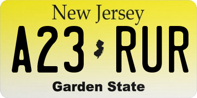 NJ license plate A23RUR