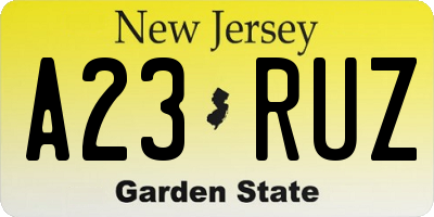 NJ license plate A23RUZ