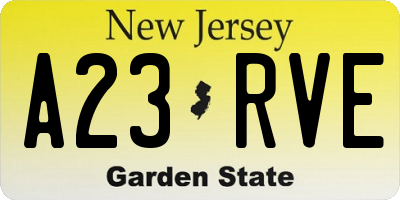 NJ license plate A23RVE