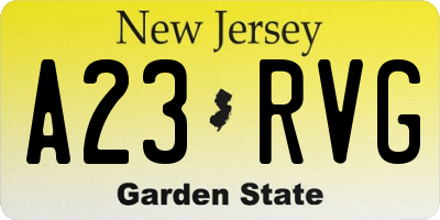 NJ license plate A23RVG