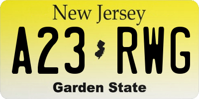 NJ license plate A23RWG