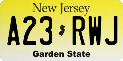 NJ license plate A23RWJ