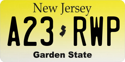 NJ license plate A23RWP