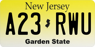 NJ license plate A23RWU