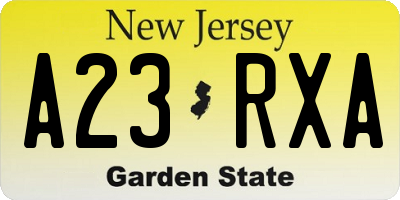 NJ license plate A23RXA