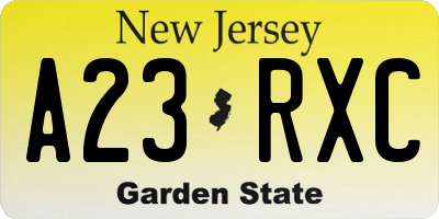 NJ license plate A23RXC