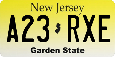 NJ license plate A23RXE