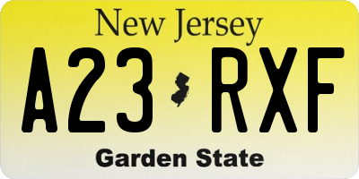 NJ license plate A23RXF