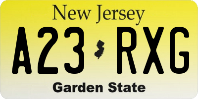 NJ license plate A23RXG
