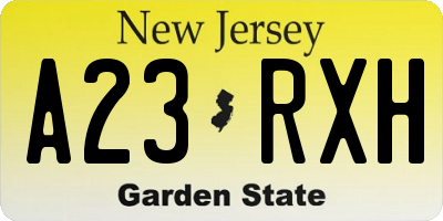 NJ license plate A23RXH