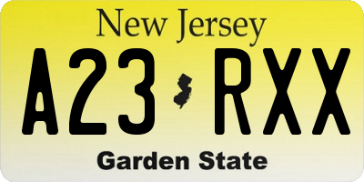 NJ license plate A23RXX