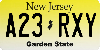 NJ license plate A23RXY