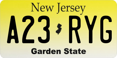 NJ license plate A23RYG