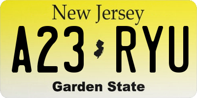 NJ license plate A23RYU