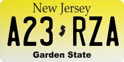 NJ license plate A23RZA