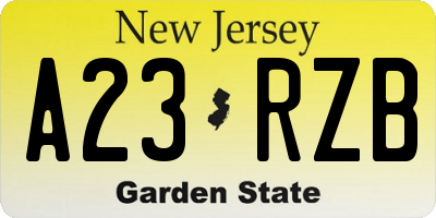 NJ license plate A23RZB