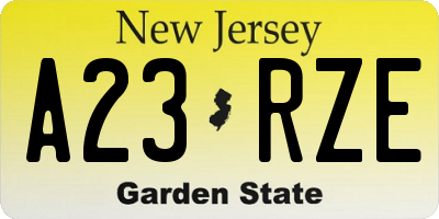 NJ license plate A23RZE