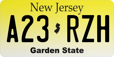 NJ license plate A23RZH
