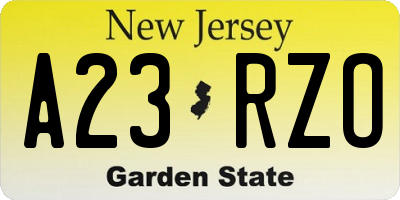 NJ license plate A23RZO