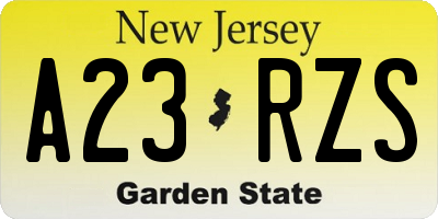 NJ license plate A23RZS