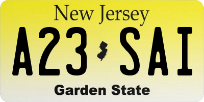 NJ license plate A23SAI